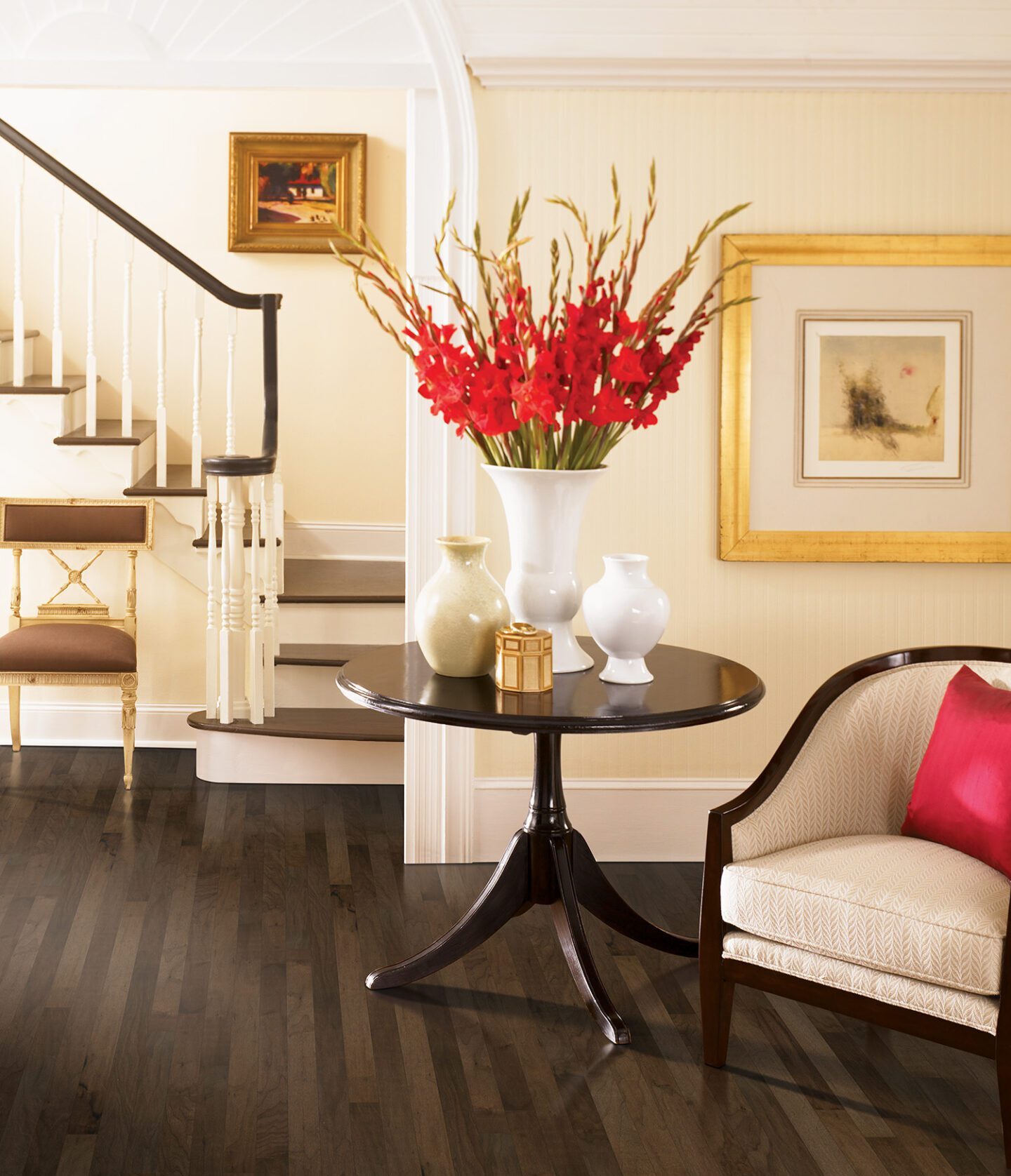Hardwood_Floorcraft_Millwood_Way a living room with a hardwood floor and a variety of furniture